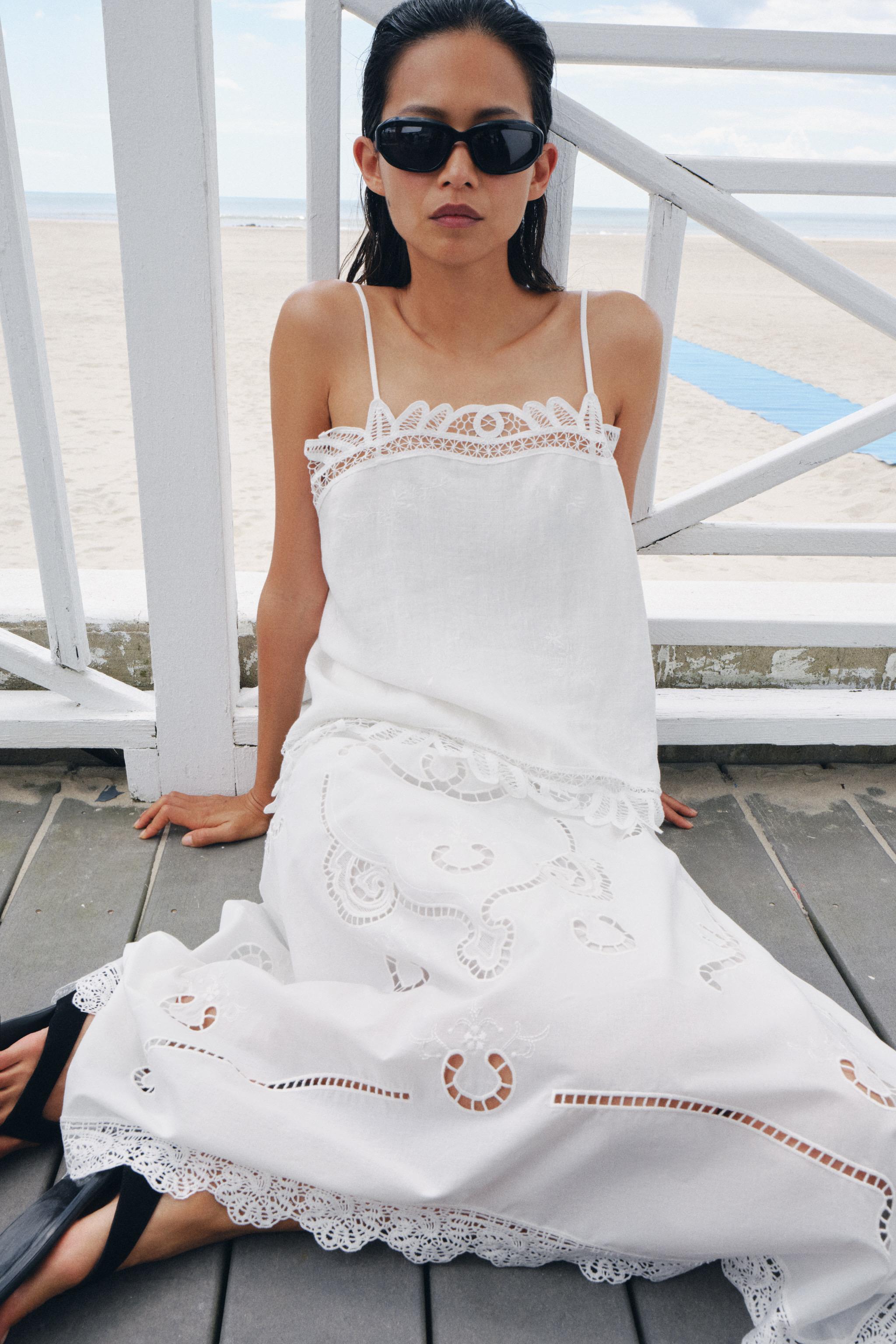 ZW COLLECTION 100% LINEN EMBROIDERED TOP